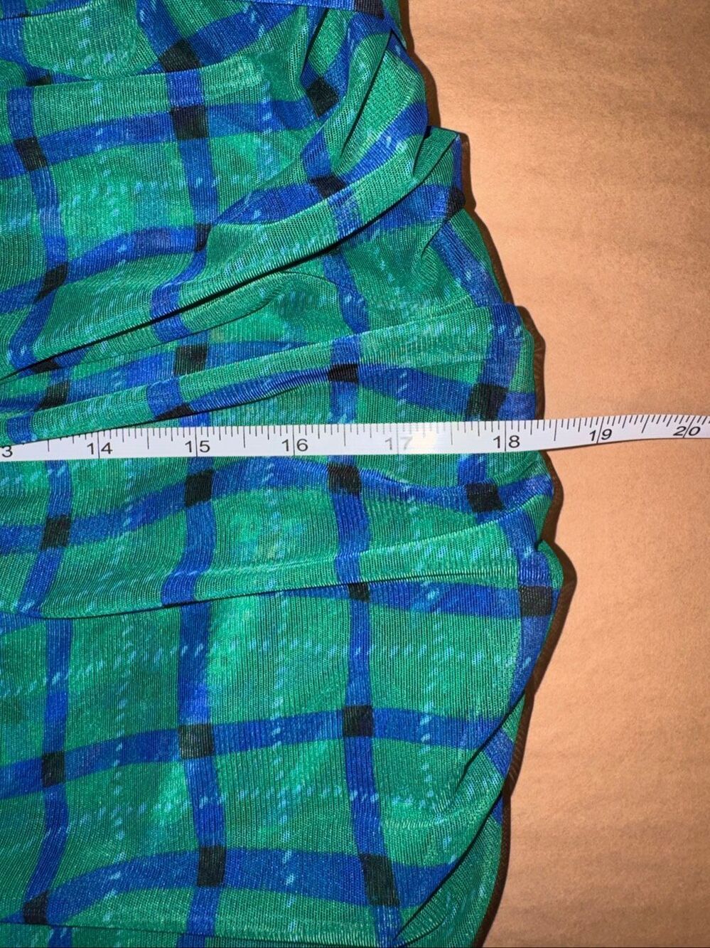 Simon Miller Sz L Kinny Ruched Plaid Mesh Midi Dress Anthropologie Green Blue - Picture 7 of 12